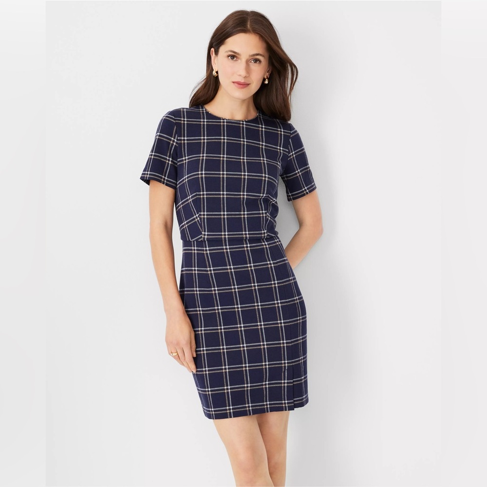 Doublepane Front Slit Puff Sleeve Sheath Dress